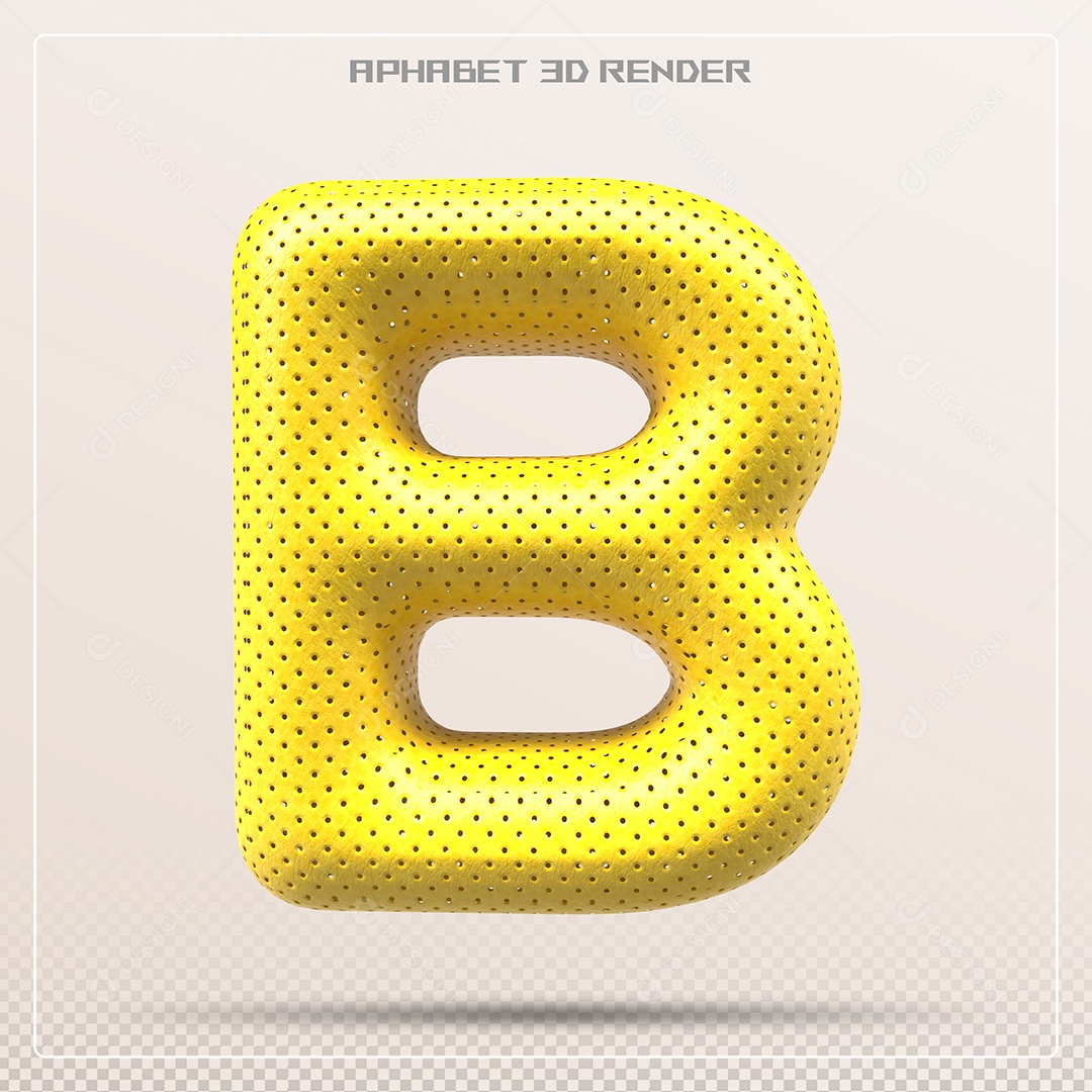 Letra 3D B Amarela Para Composição PSD