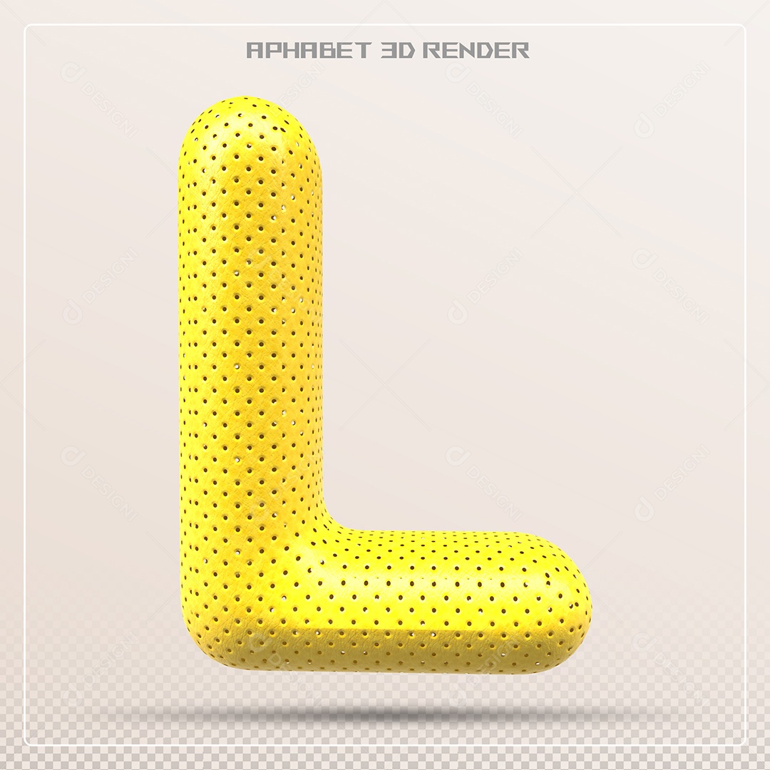 Letra 3D L Amarela Para Composição PSD