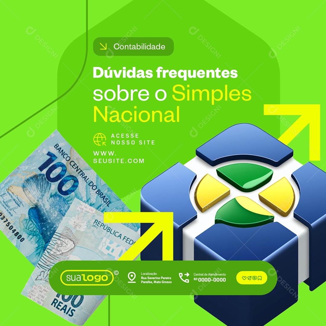 Contabilidade Dúvidas Frequentes Sobre o Simples Nacional Social Media PSD Editável