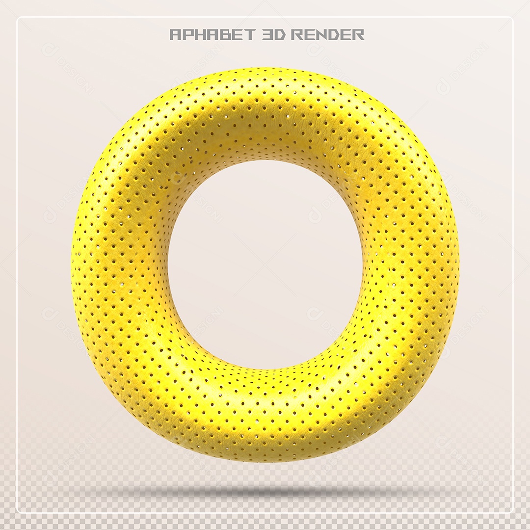 Letra 3D O Amarela Para Composição PSD