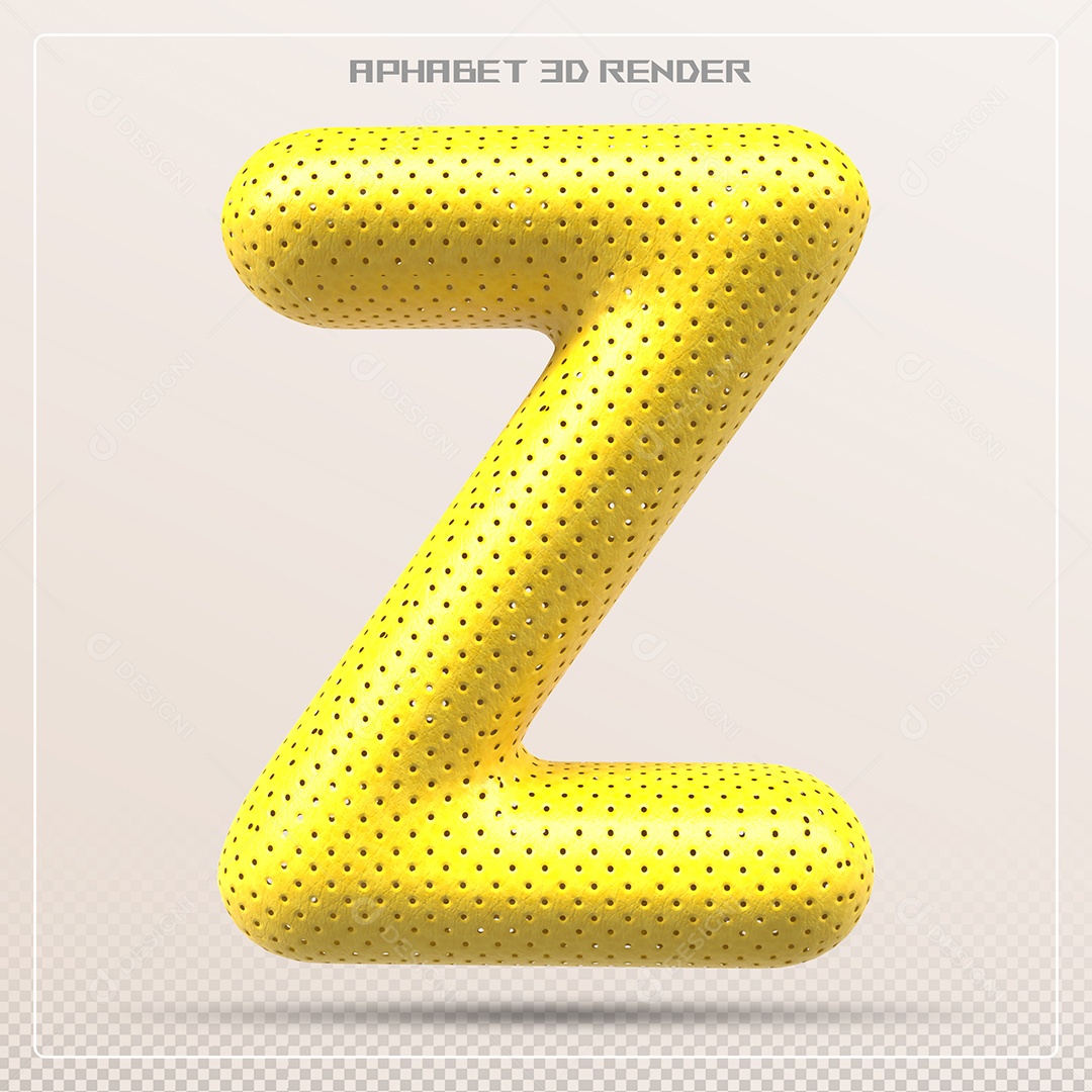 Letra 3D Z Amarela Para Composição PSD