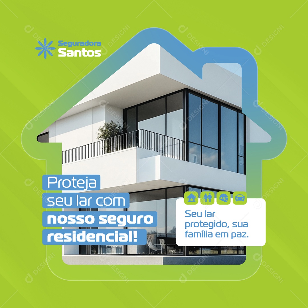 Seguradora Proteja Seu Lar com Nosso Seguro Residencial Social Media PSD Editável