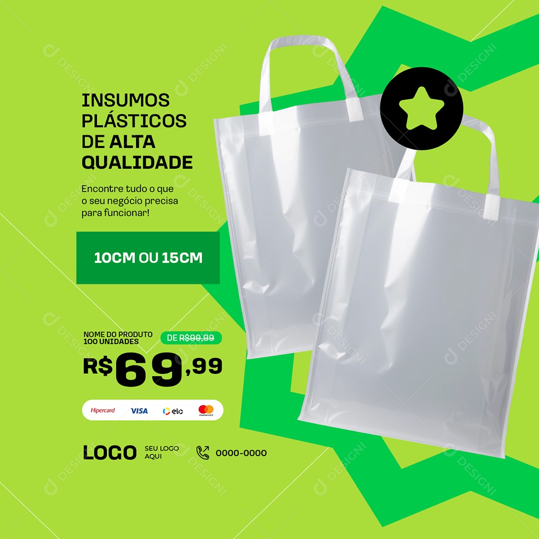 Embalagem Insumos Plásticos de Alta Qualidade Social Media PSD Editável