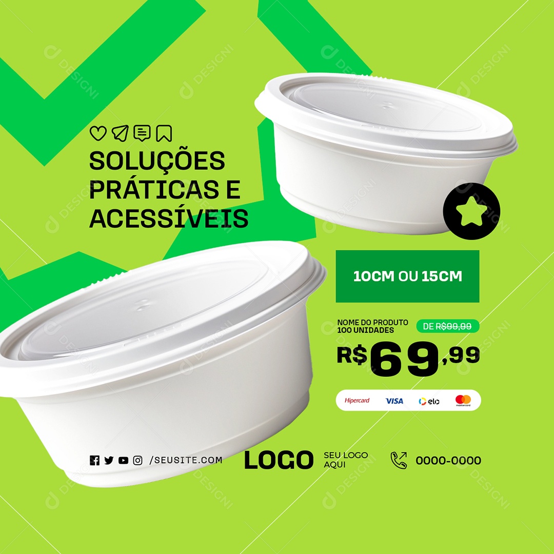 Embalagem Soluções Práticas e Acessíveis Social Media PSD Editável