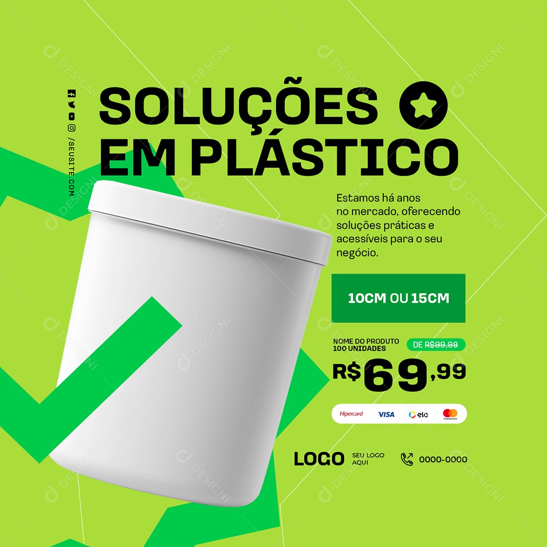 Embalagem Soluções em Plástico Social Media PSD Editável