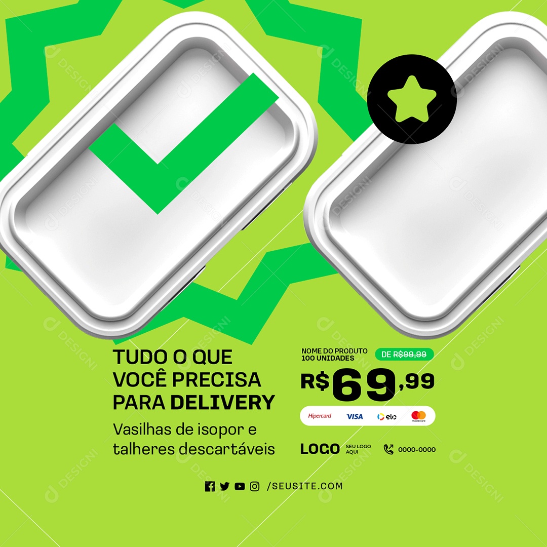 Embalagem Tudo O Que Você Precisa para Delivery Social Media PSD Editável