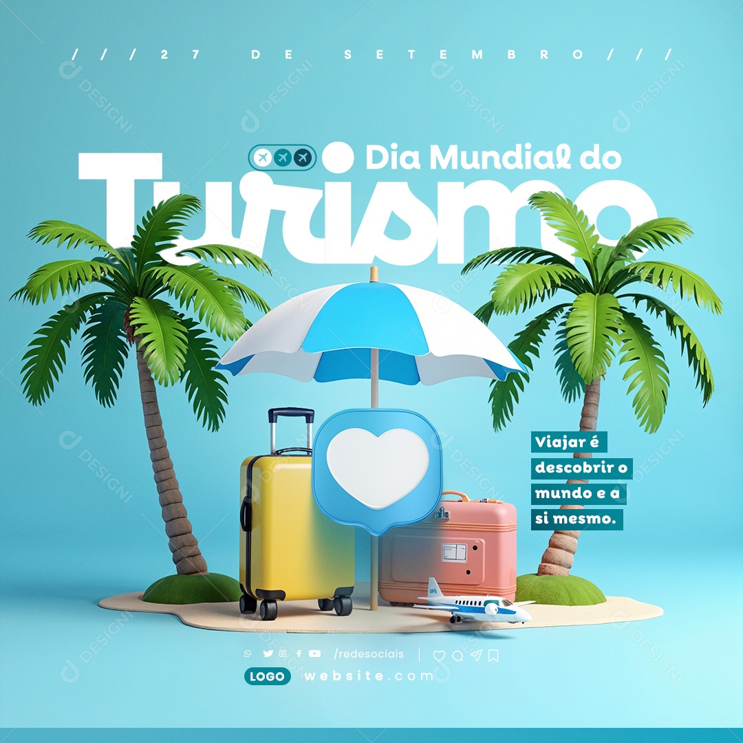 Dia Mundial do Turismo 27 de Setembro Social Media PSD Editável