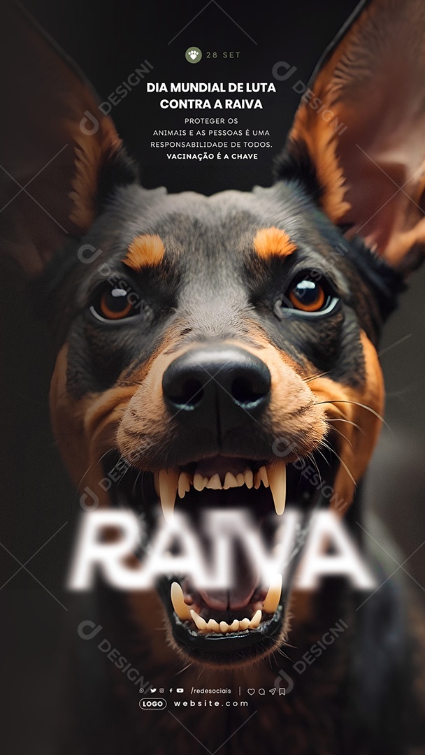 Story Dia Mundial de Luta Contra a Raiva 28 de Setembro Social Media PSD Editável