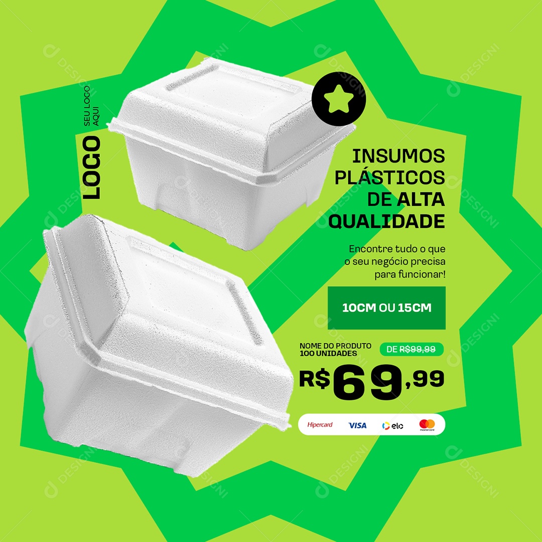 Embalagem Insumos Plásticos de Alta Qualidade Social Media PSD Editável