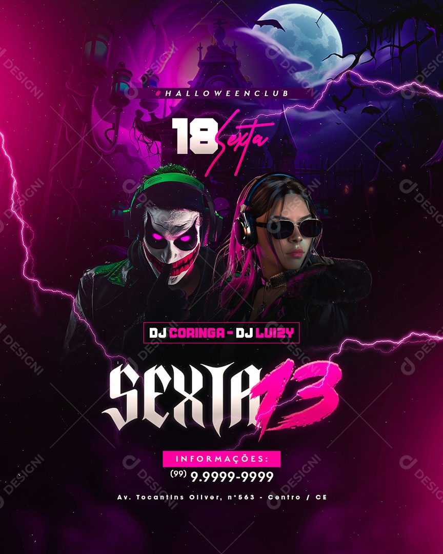 Flyer Halloween Sexta 13 Social Media PSD Editável