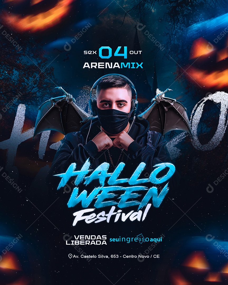Flyer Halloween Festival Social Media PSD Editável