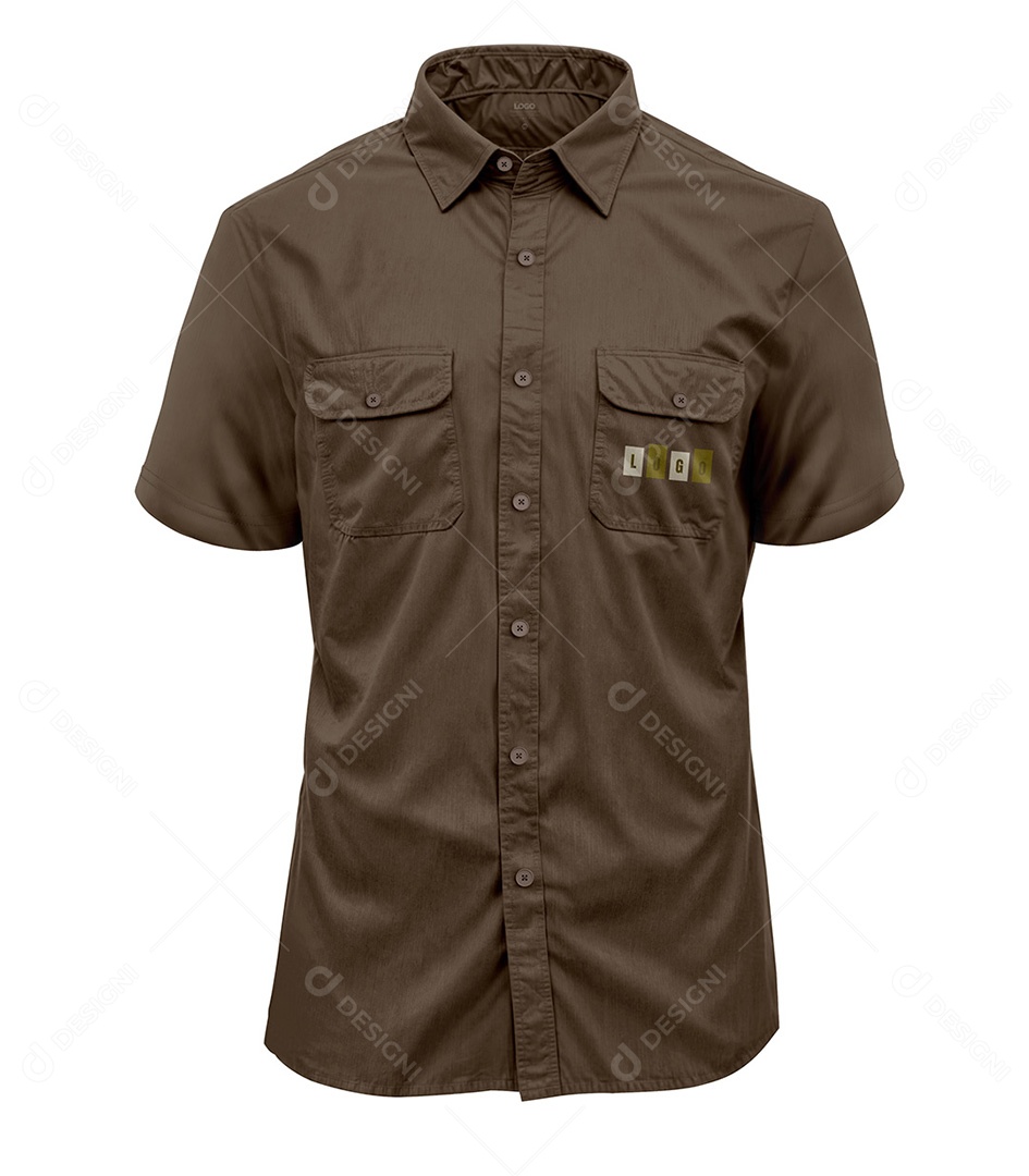 Camiseta de Botões de Manga Curta Mockup PSD Editável