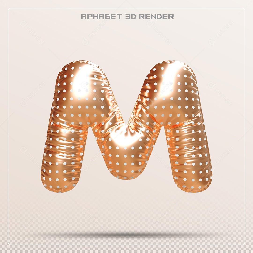 Balão Dourado Letra M Maiúscula Elemento 3D Para Composição PSD