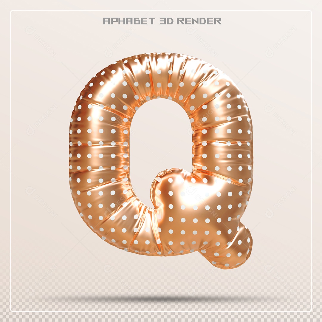 Balão Dourado Letra Q Maiúscula Elemento 3D Para Composição PSD