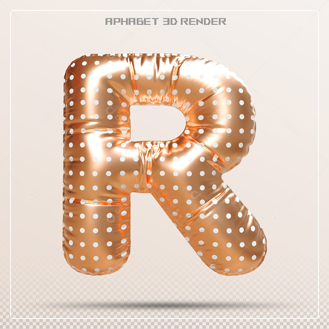 Balão Dourado Letra R Maiúscula Elemento 3D Para Composição PSD