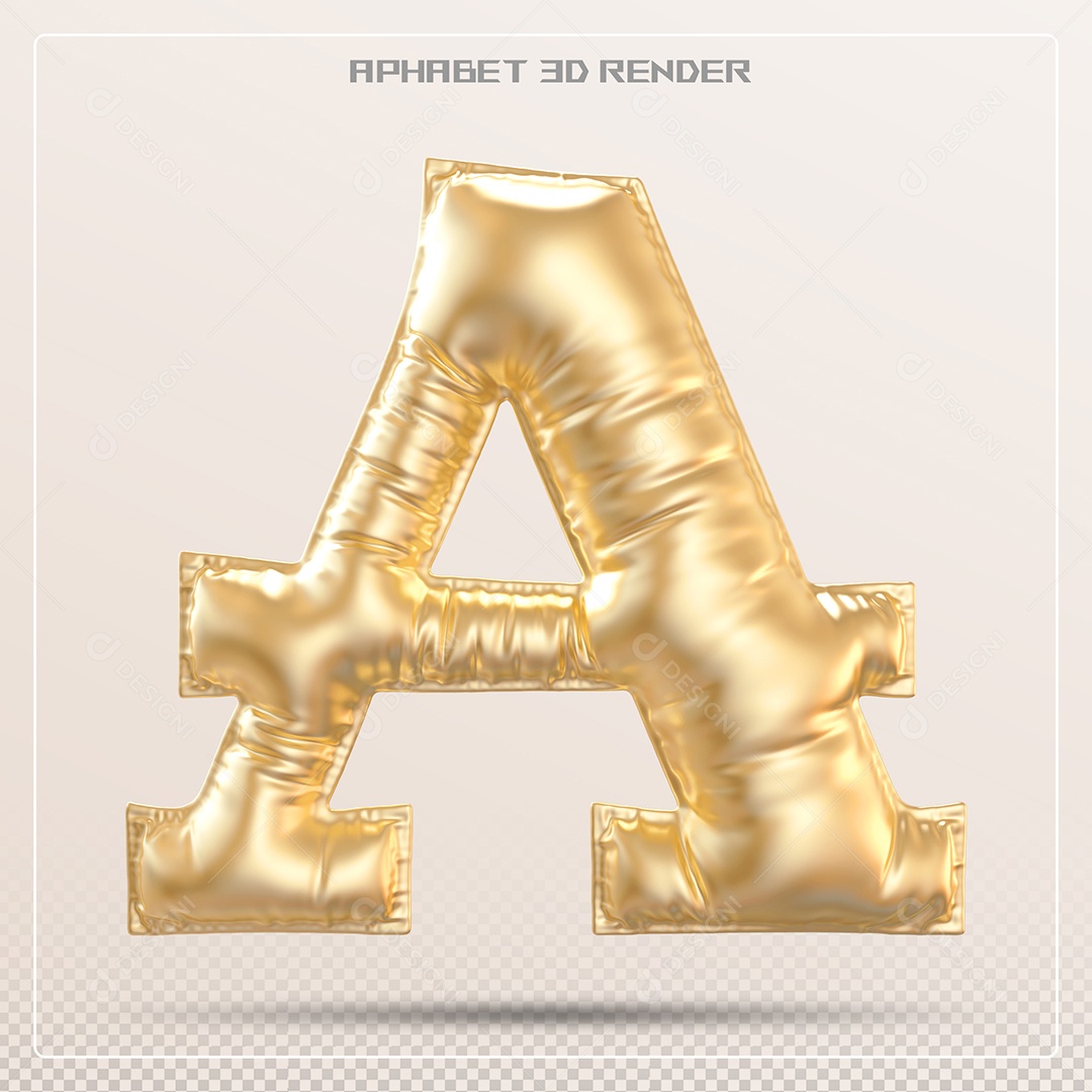 Balão Dourado Letra A Maiúscula Elemento 3D Para Composição PSD