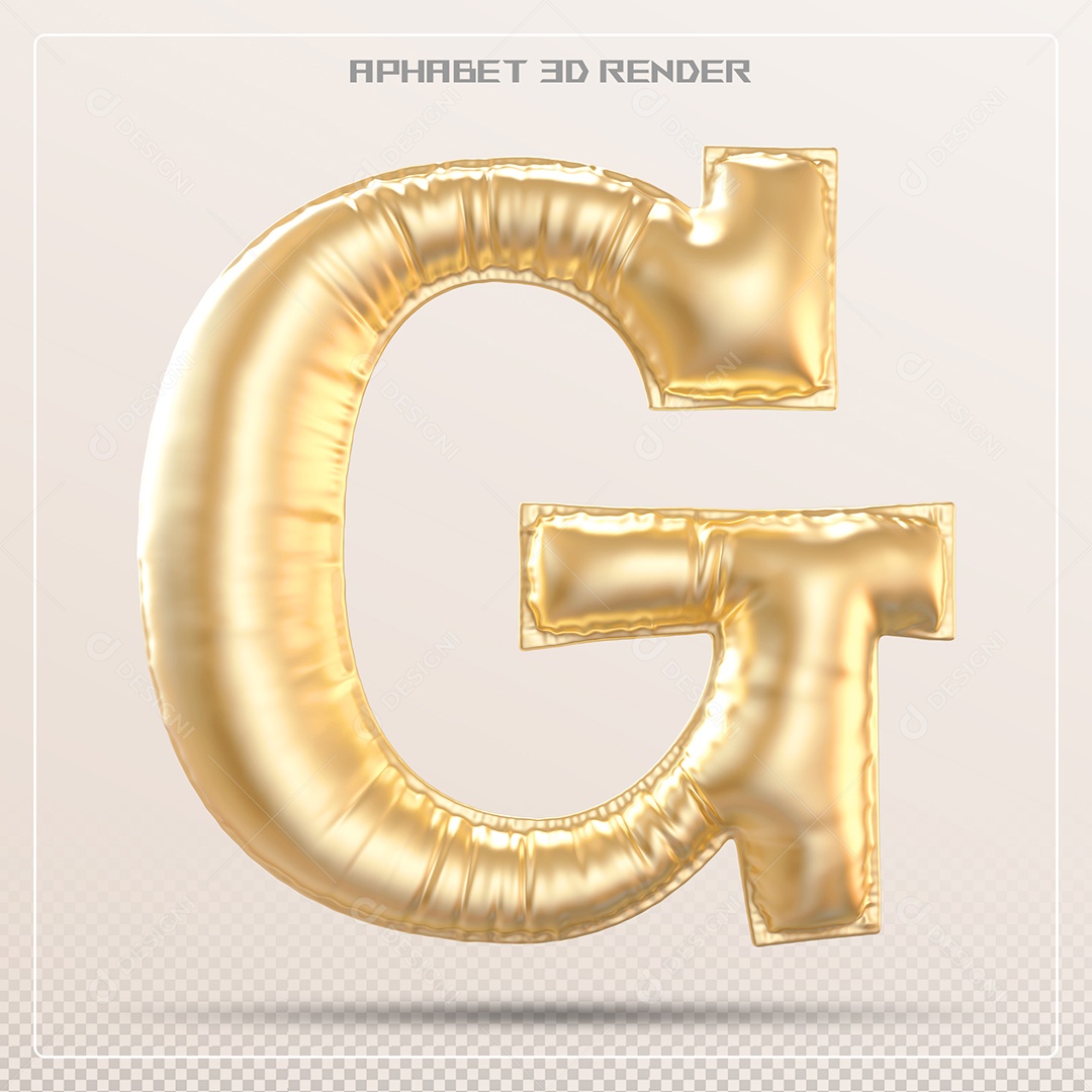 Balão Dourado Letra G Maiúscula Elemento 3D Para Composição PSD