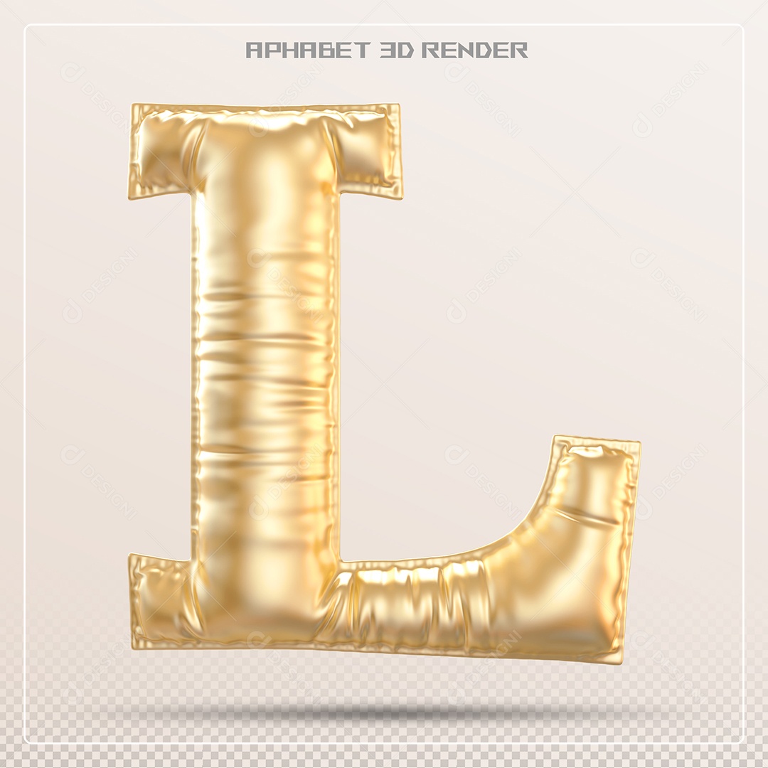 Balão Dourado Letra L Maiúscula Elemento 3D Para Composição PSD