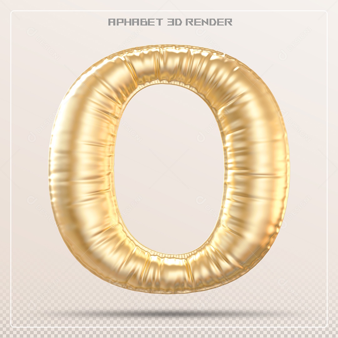 Balão Dourado Letra O Maiúscula Elemento 3D Para Composição PSD