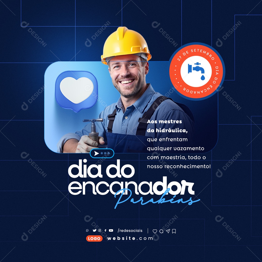 Dia do Encanador 27 de Setembro Social Media PSD Editável