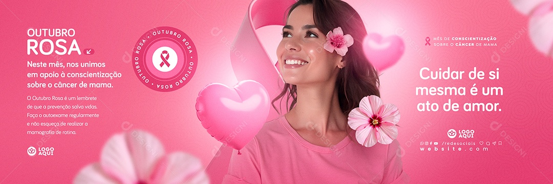 Banner Outubro Rosa Social Media PSD Editável