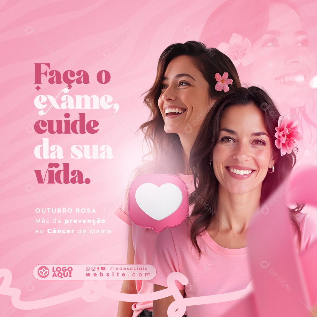 Outubro Rosa Mês de Conscientização Sobre o Câncer de Mama Social Media PSD Editável