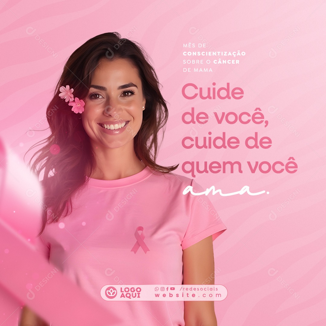 Outubro Rosa Mês de Conscientização Sobre o Câncer de Mama Social Media PSD Editável