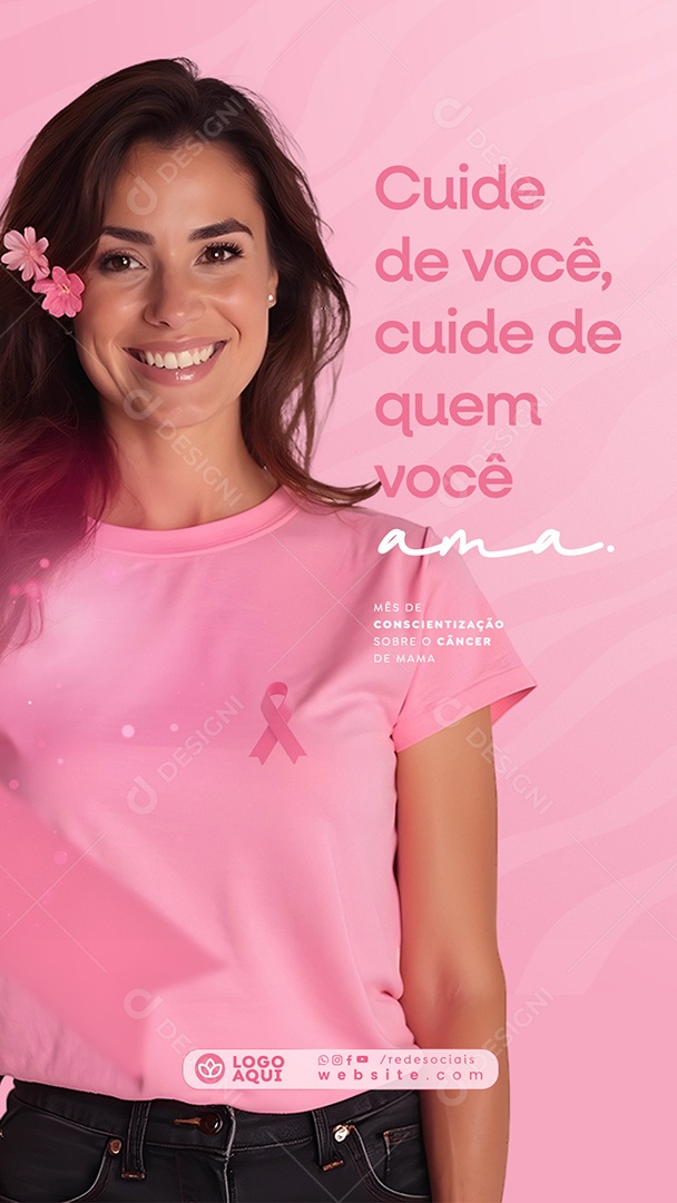 Outubro Rosa Cuide de Você Social Media PSD Editável