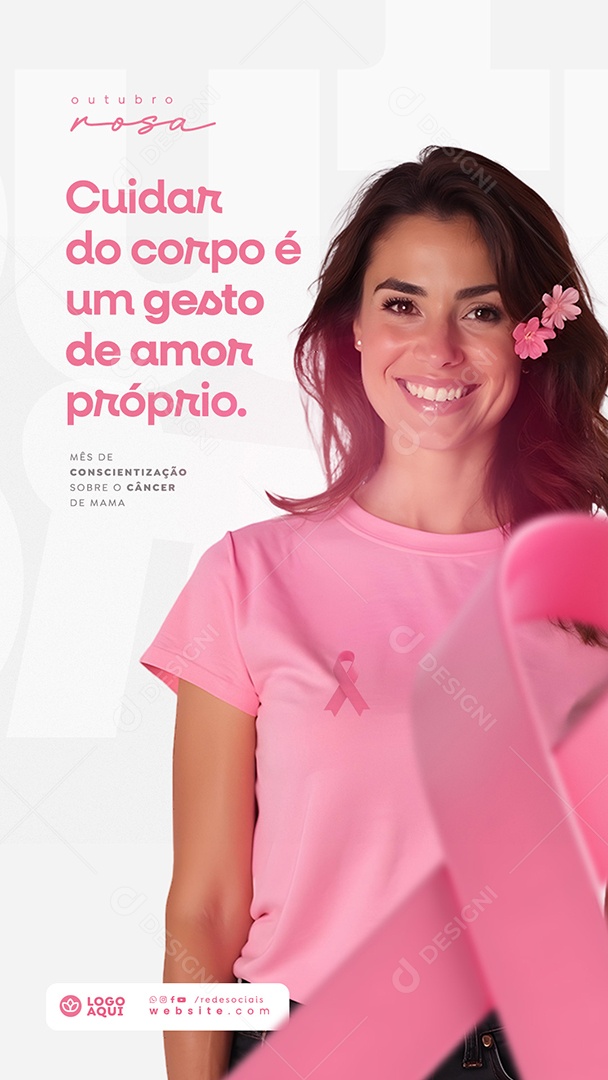 Story Outubro Rosa Mês de Conscientização Sobre o Câncer de Mama Social Media PSD Editável