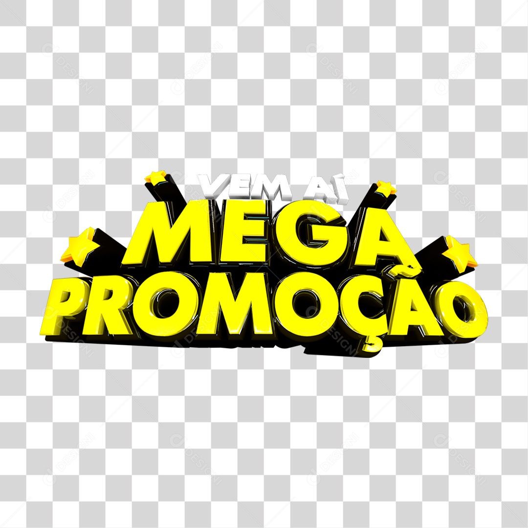 Selo 3D de Texto Mega Promoção PNG Transparente