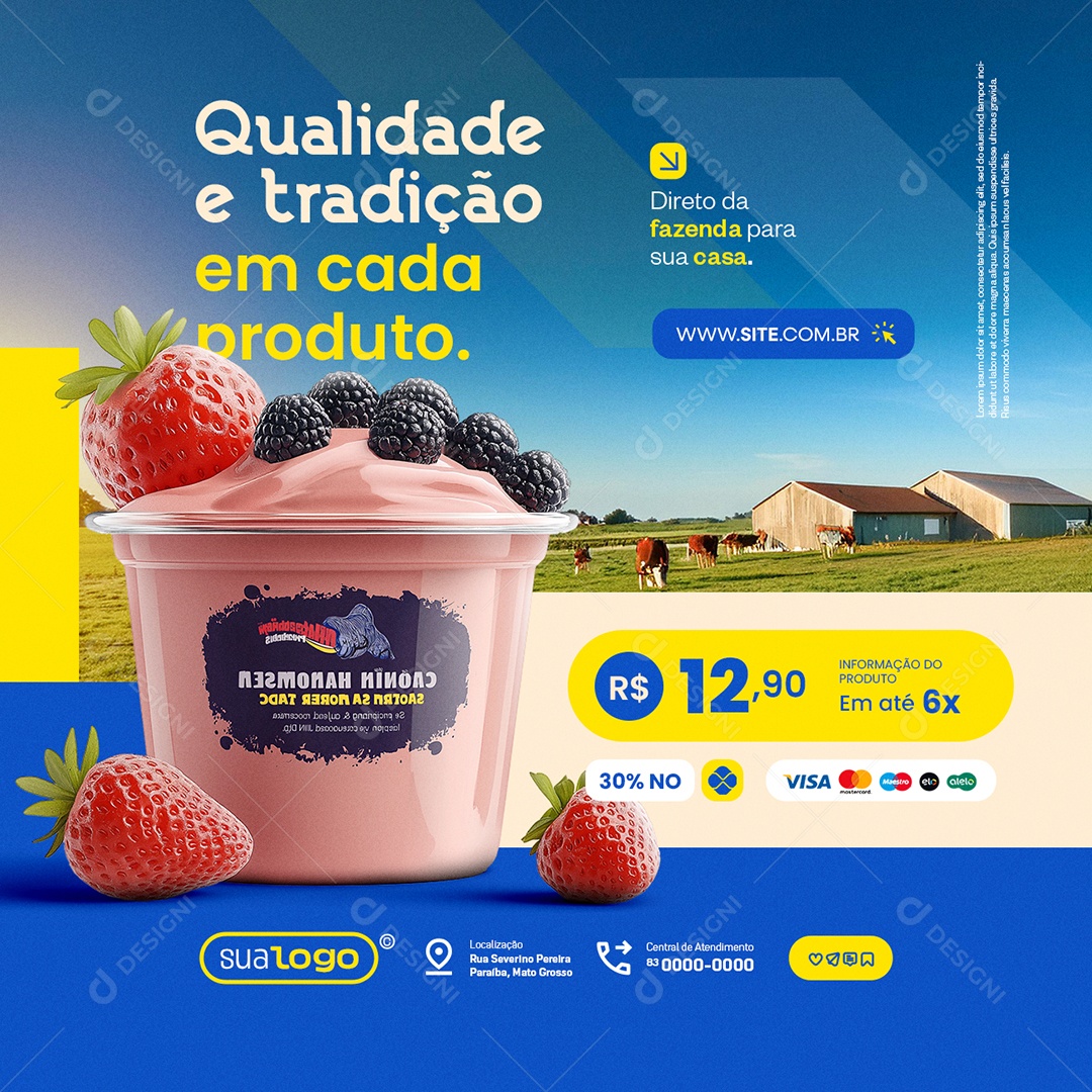 Laticínios Qualidade e Tradição Social Media PSD Editável