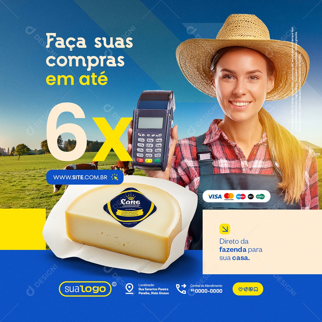 Laticínios Faça suas Compras Social Media PSD Editável