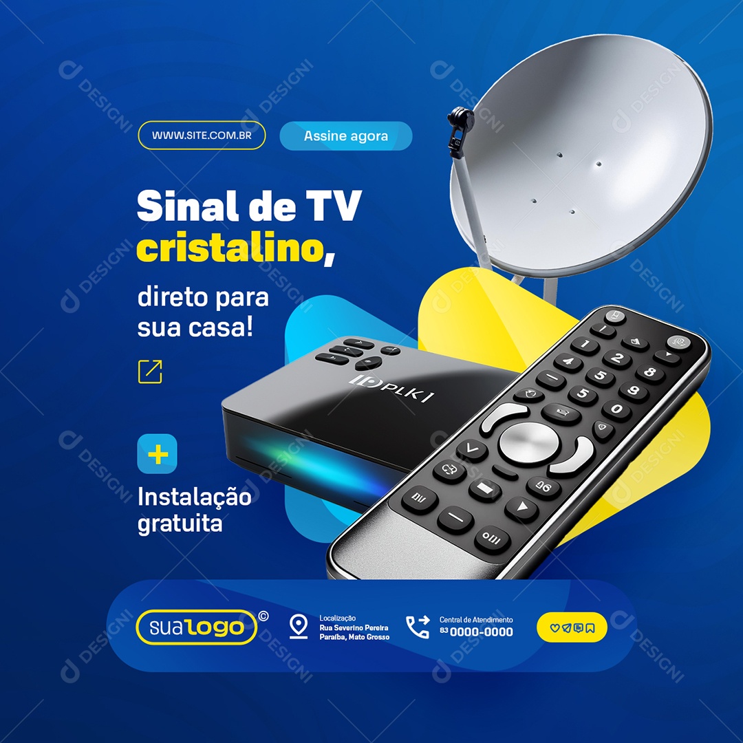 Antenas Sinal de TV Cristalino Social Media PSD Editável