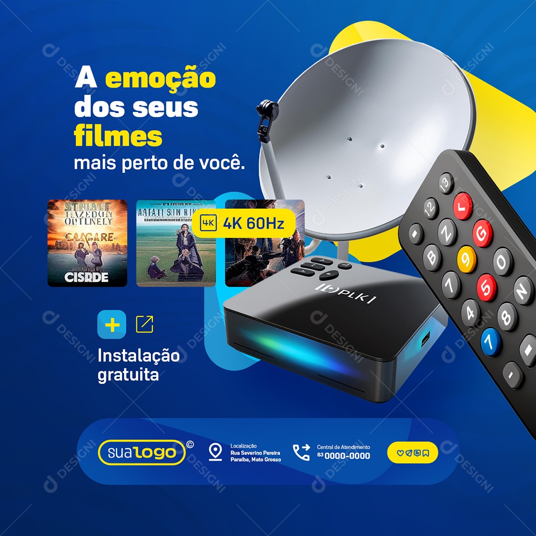 Antenas A Emoção dos Seus Filmes Social Media PSD Editável