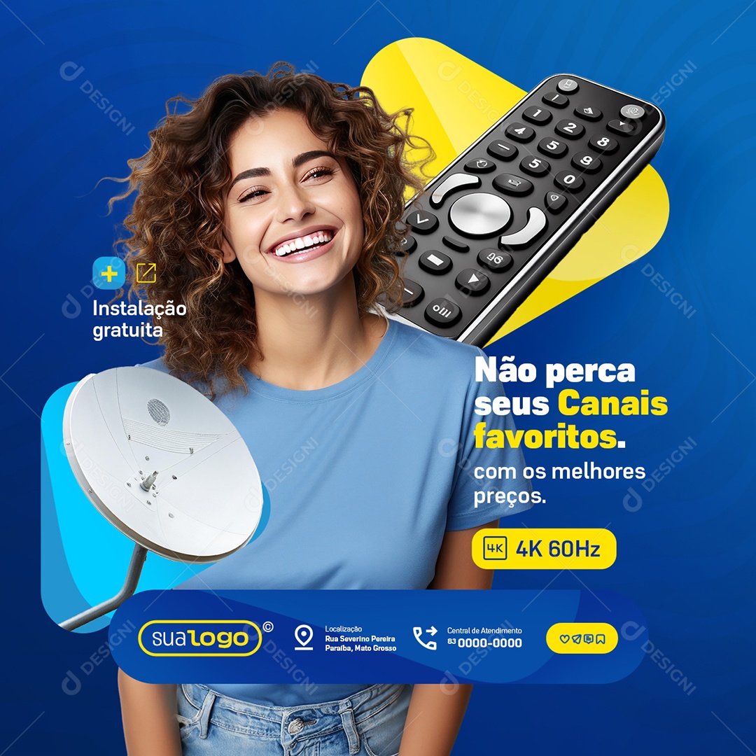 Antenas Não Perca seus Canais Favoritos Social Media PSD Editável