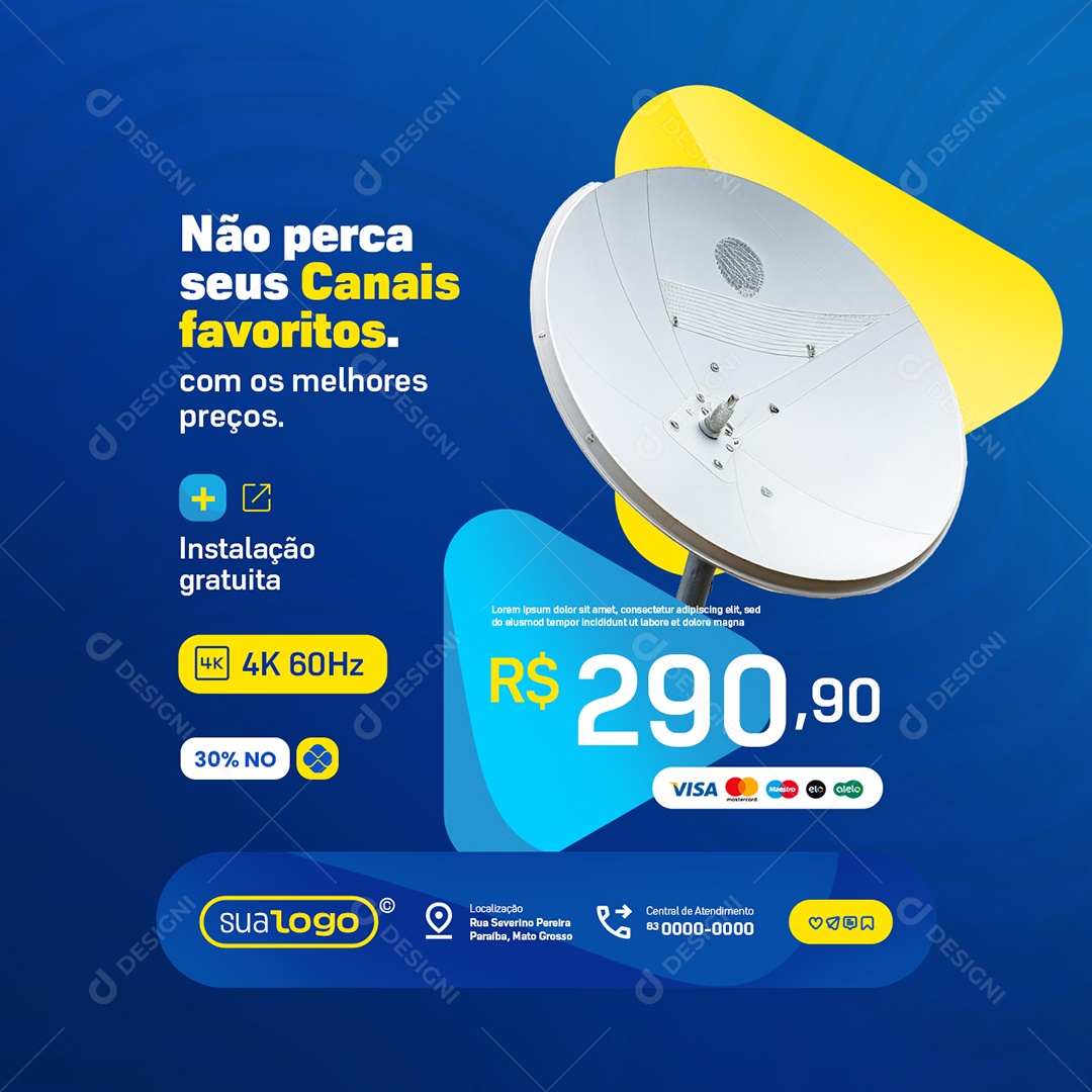 Antenas Não Perca seus Canais Favoritos Social Media PSD Editável