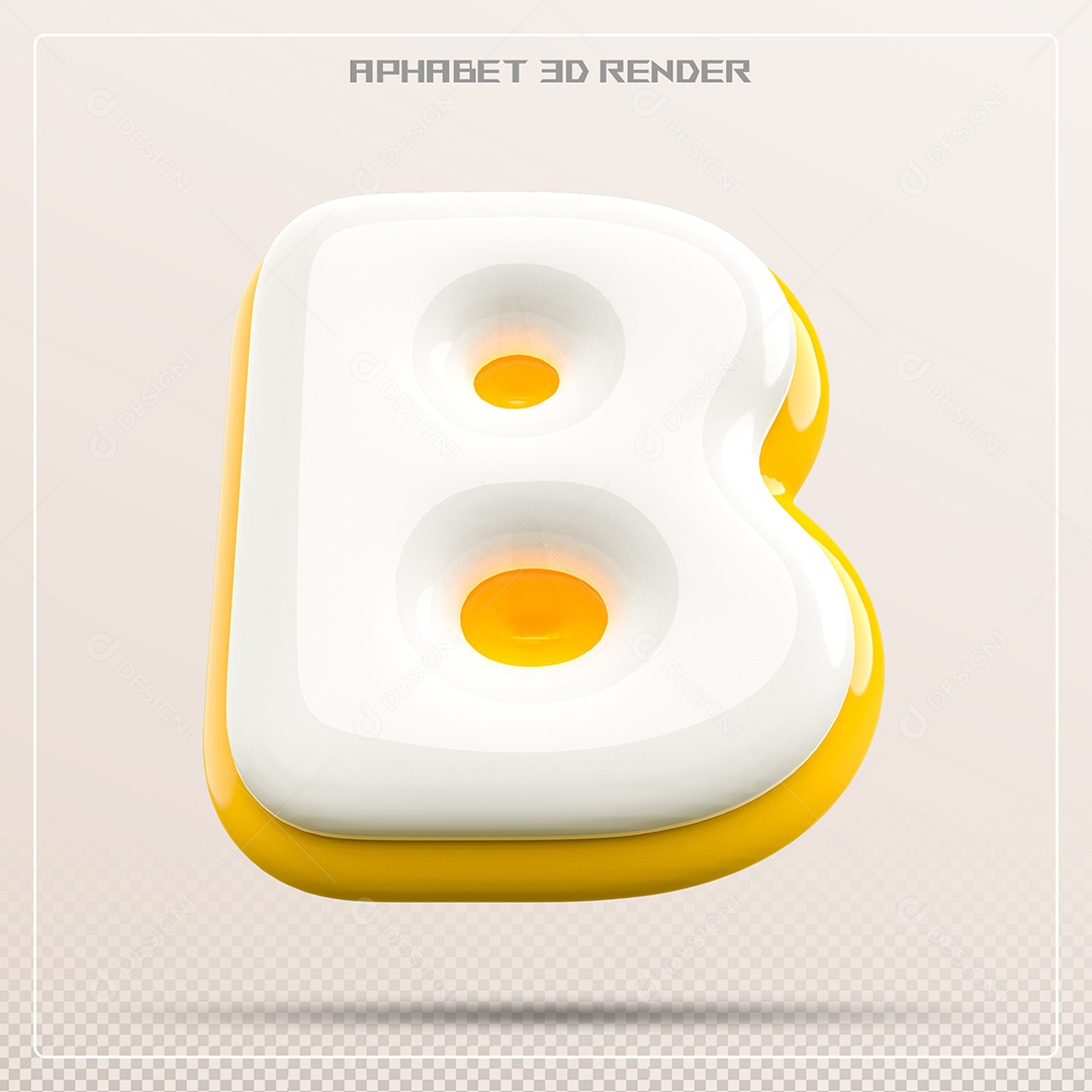 Letra 3D B Amarela E Braca Para Composição PSD