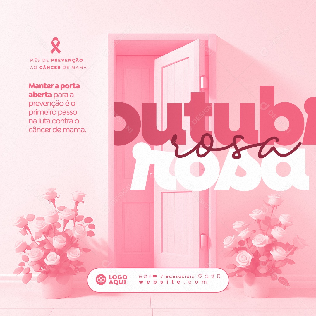 Outubro Rosa Mês de Conscientização Sobre o Câncer de Mama Social Media PSD Editável