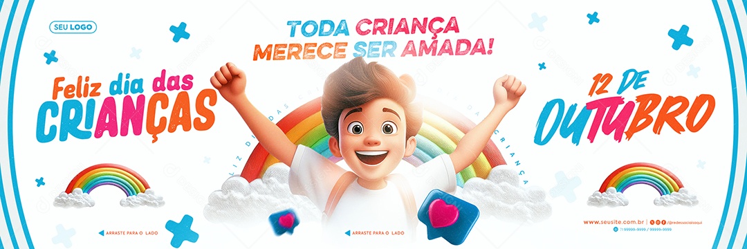 Banner Dia Das Crianças 12 de Outubro Social Media PSD Editável