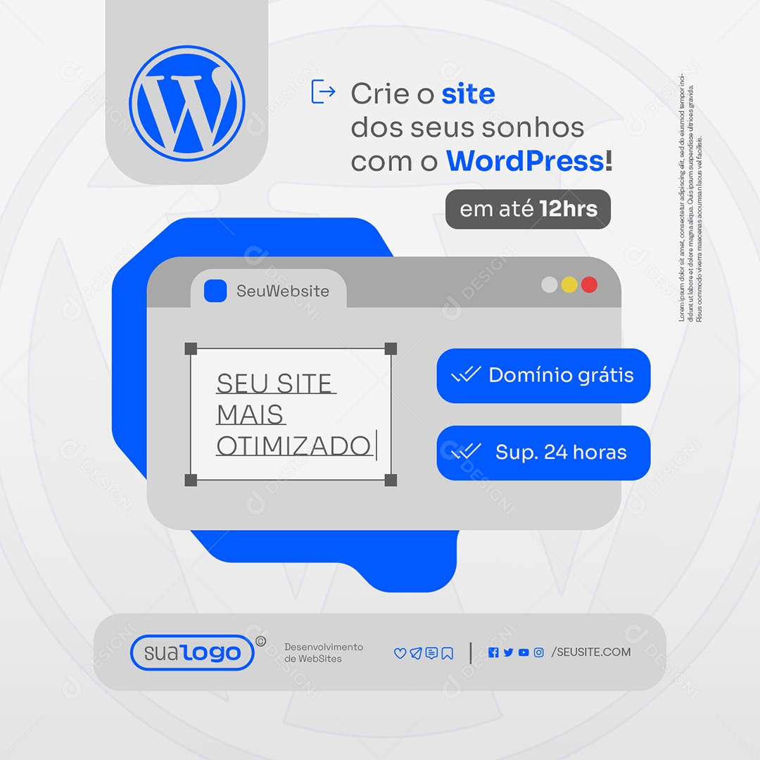 WordPress Seu Site Mais Otimizado Social Media PSD Editável