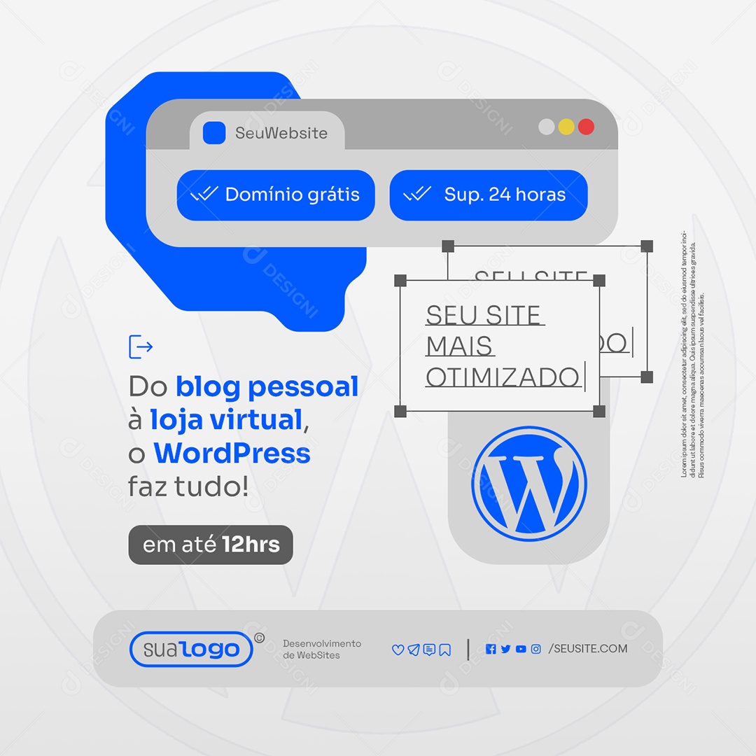 Do Blog Pessoal à Loja Virtual o WordPress  Faz Tudo Social Media PSD Editável