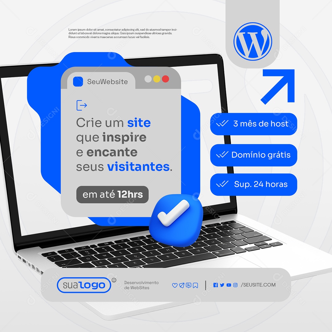 WordPress Crie um Site Que Inspire e Encante seus Visitantes Social Media PSD Editável