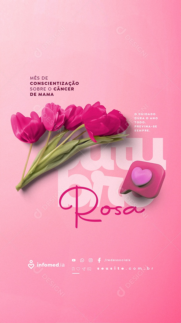 Story Outubro Rosa Mês de Conscientização Sobre o Câncer de Mama Social Media PSD Editável