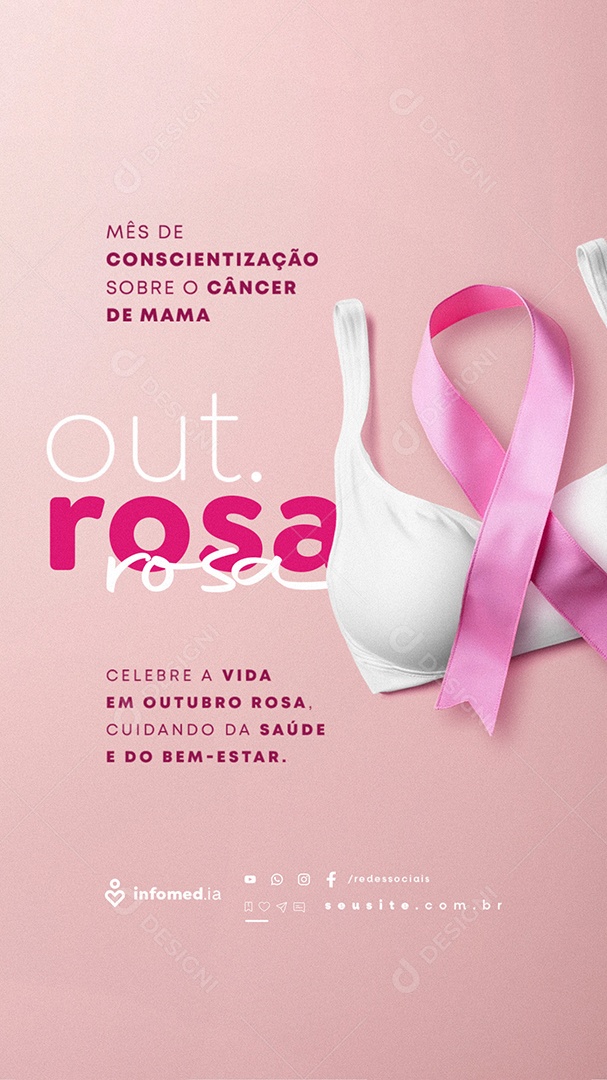 Story Outubro Rosa Celebre a Vida Social Media PSD Editável