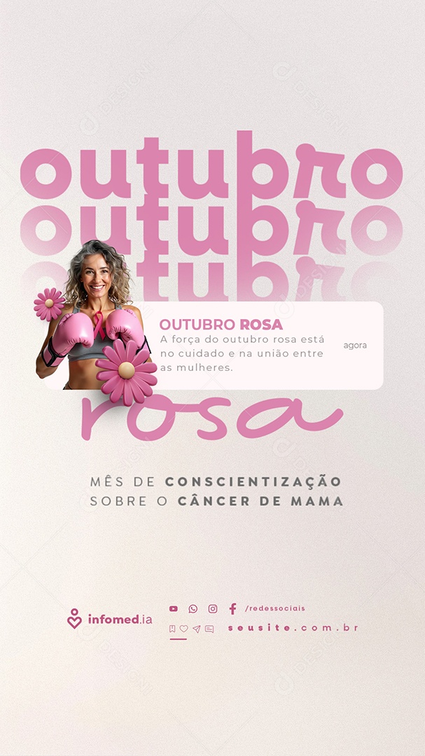 Story Outubro Rosa Mês de Conscientização Sobre o Câncer de Mama Social Media PSD Editável