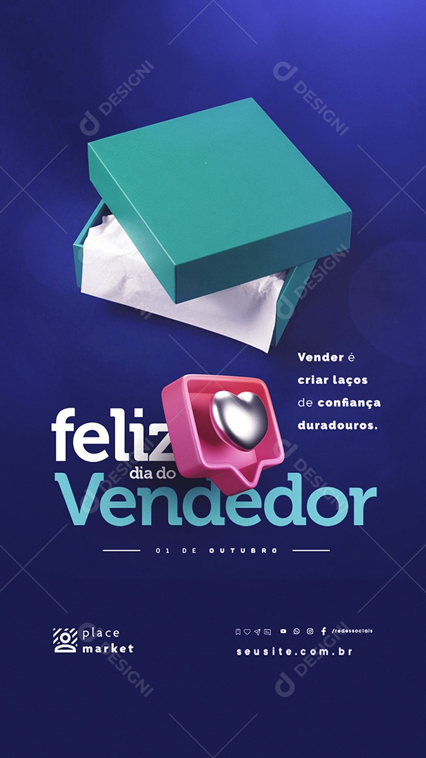 Story Feliz Dia Do Vendedor 01 de Outubro Social Media PSD Editável