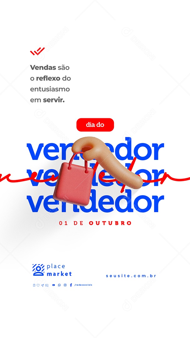 Story Dia Do Vendedor 01 de Outubro Vendas São o Reflexo Social Media PSD Editável