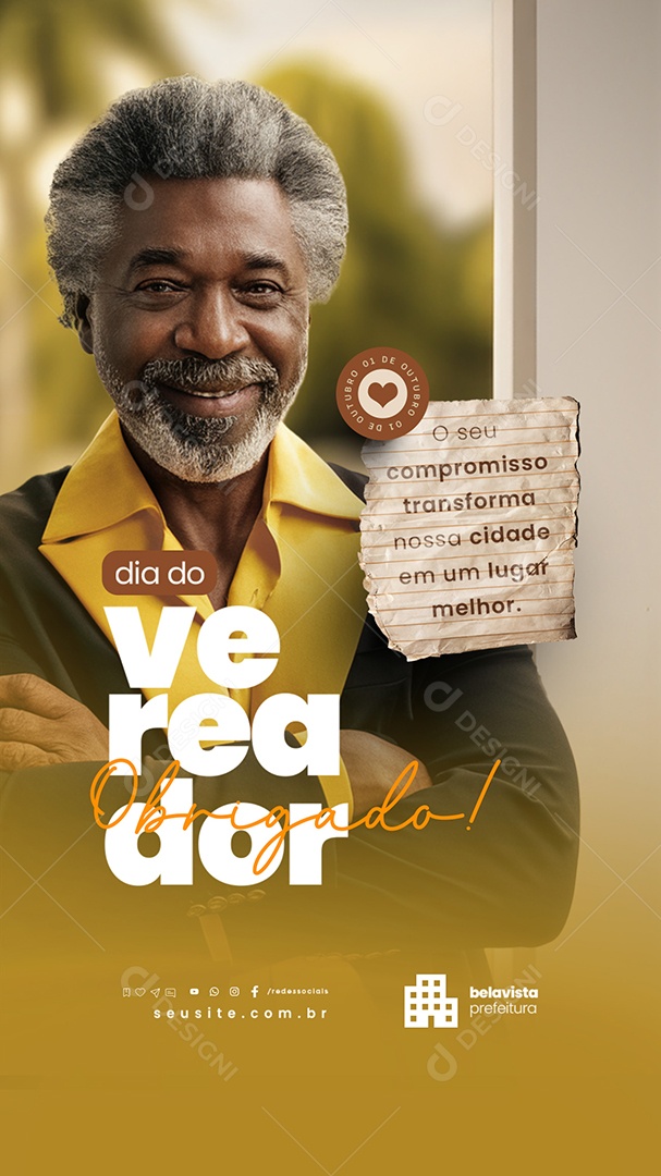 Story Dia Do Vereador 01 De Outubro Obrigado Social Media PSD Editável