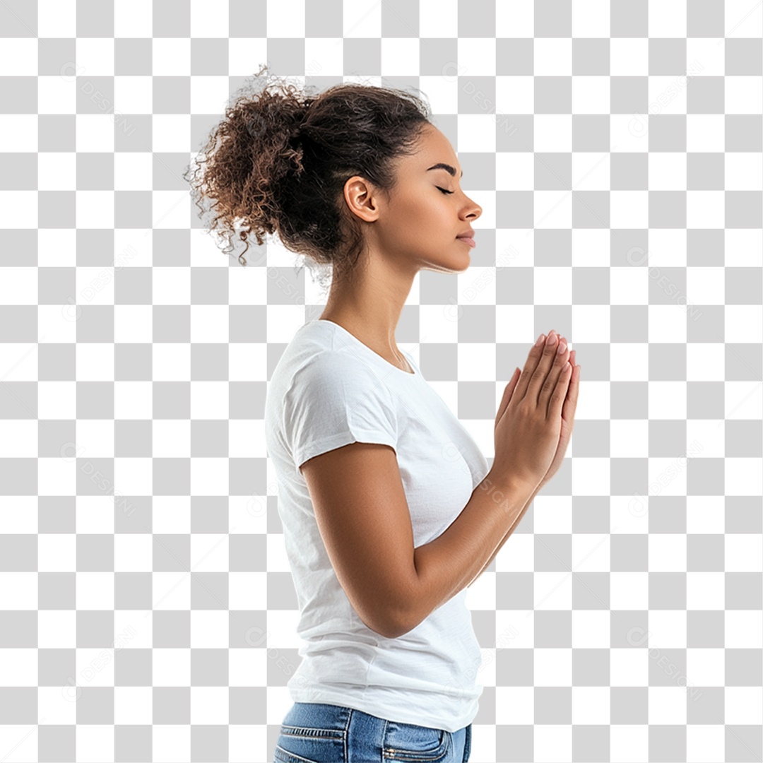 Woman in PNG Prayer Transparent