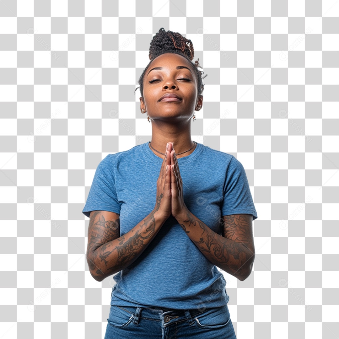 Woman in PNG Prayer Transparent